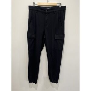 7 For All Mankind Tech‎ Jogger Pants Men's 34 Black Cargo Chino Drawstring